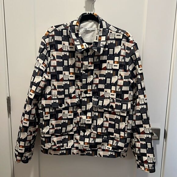 Zara x Erin Wilson Multicolor  Button Up Geometric Jacket - Picture 1 of 13